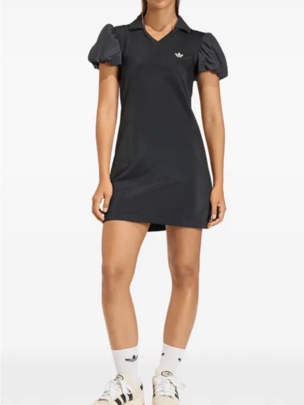 adidas Black Polo Dress with Puff Short Sleeves